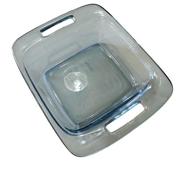 Pyrex Easy Grab Blue Glass Pan 8" square Atlantic blue large handle 2qt colorful - Picture 2 of 9